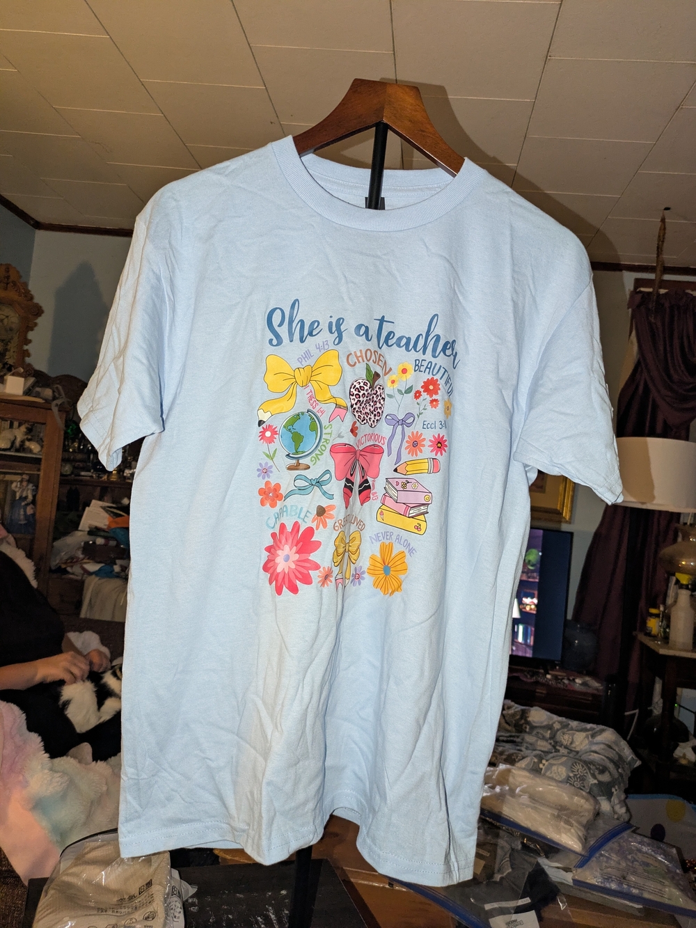 Sheโs a Teacher Light Blue Graphic Tee NWOT Size XL